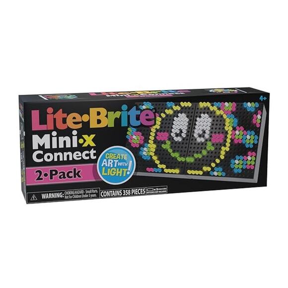 Lite Brite Mini-X Connect 2 Pack - Create Light Art with Pegs, Creative Art Stem - Picture 1 of 6